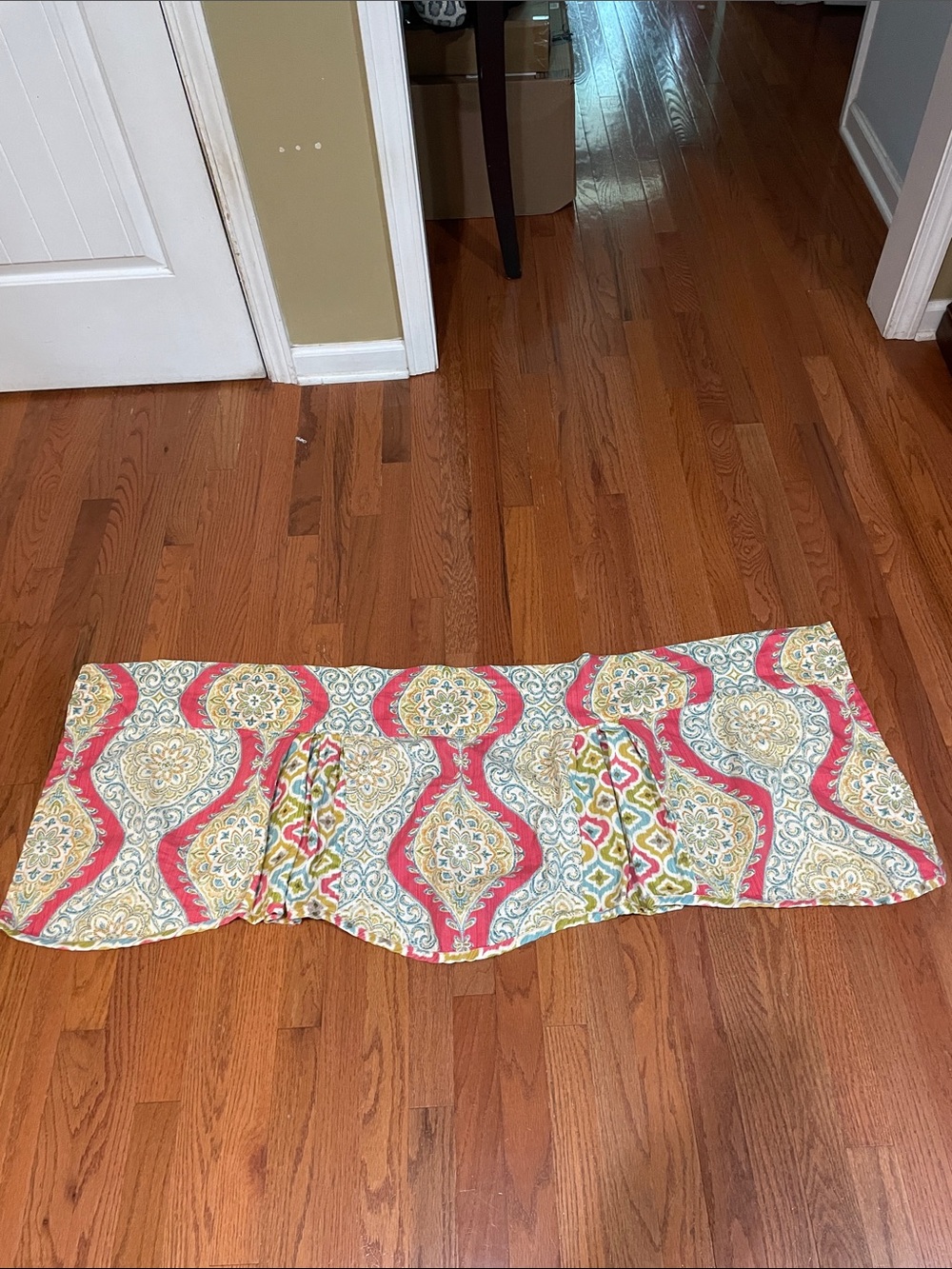 Waverly Coral, Yellow & Cream Medallion Curtain Valance set of 2